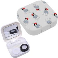 Portable Contact Lens Case Box Travel Kit Mirror + Bottle + Tweezers Container Holder [ French Bulldog ]