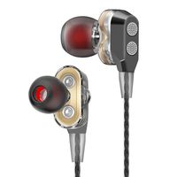 In-ear Earbuds Headphones, Licoers In Ear Game Headphone Sweat-proof Athletic Headphone Double Dynamic-driver HIFI Stereo Bass Headset with Microphone for iPhone Running earbuds Wired-control (Grey)