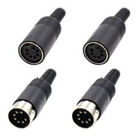 Hxchen 7Pin Female + Male DIN Adapter Socket Audio AV Connector Black - (2 Sets)