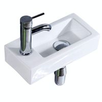 Gimify Bathroom Corner Sink, Mini Wall Mount Sink Toilet Vessel Sink Ceramic White for Small Bathroom, Left Hand