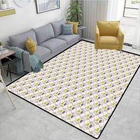 Bigdatastore Ikat Geometric Door Mats Area Rug, Bohemian Circles Pattern Abstract Geometrical Figures Lined Background, Fashionable High Class Living Bedroom Rugs(4'x 6')