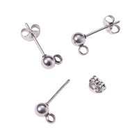 YOYOSTORE 100 Round Ball with Ring Iron Earrings Posts for Jewelry Earring Making Findings (Silvertone, 6mm)