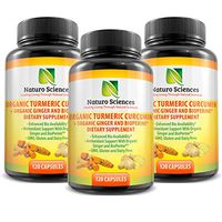 Organic Turmeric Curcumin with BioPerine and Ginger by Naturo Sciences (Three Pack, 360 Capsules)