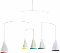 Flensted Mobiles Dinghy Regatta/5 Hanging Mobile - 26 Inches Beech Wood