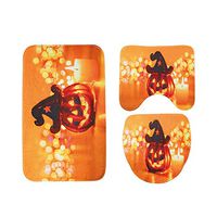 YAYUMI 3 Piece Bathroom Halloween Series Toilet Set Bath Mat Rug Lid Toilet Covers Toilet Seat Cushion Non-Slip Rubber Backing