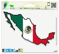 Mexico Map Flag Vinyl Car Bumper Window Sticker 3" x 2"