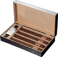 Visol Products VCASE300 Mapleton Crocodile Patterned Black Leather Cigar Travel Humidor