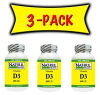 NAT-RUL Vitamin D 400 I.U. 100 Tablets (3 Pack)