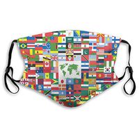 Mouth Masks for Dust Protection Face Mask Washable Earloop Mask Activated Carbon Filter World Flags