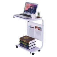 Inkach Mobile Laptop Stand with Wheels - Computer Desk Notebook Holder Books Storage Over Bed Table for Bed Sofa Moveable Bedside Table (White)