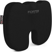 FORTEM Seat Cushion Pillow for Office Computer Chair, Car, Wheelchair, Memory Foam, Improves Posture, Non-Slip Bottom, Washable Cover (Black)