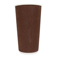 20 oz Paper Coffee Cups - Premium Disposable Brown Tweed Hot Paper Cups - Frozen Dessert Supplies - 500 Count