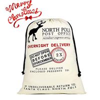 DIY Personalized Santa Sack Large Christmas Presents Sacks Bags with Drawstring 19"x27"+1 Red Satin Ribbon for Xmas Gift Decorations 3/4"x3 Yards