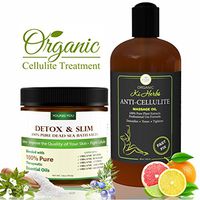 Anti-Cellulite Massage Oil+ Dead Sea Bath Salts for Skin Firming, Detox, Cleanse and Smooth Cellulite