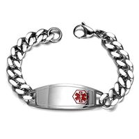 BAIYI Jewelry Stainless Steel Medical Alert ID Bracelet for Men 8.0”(Free Engraving)