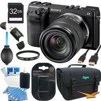 Sony NEX-7 NEX7KB NEX7K NEX7 24.3 MP Compact Interchangeable Lens Camera with 18-55mm lens BUNDLE with 32GB SD Card, Spare Battery, UV Filter, Card Reader, Mini HDMI Cable, Deluxe Case + More