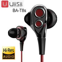 UiiSii T8S HiFi Triple Driver Earbuds Noise Reduction, Deep Bass with Mic Volume Control for iPhone iPad Samsune LG Phones (Black/Red)