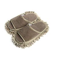 Super Chenille Microfiber Washable Mop Slippers Shoes for Women Floor Dust Dirt Hair Cleaner (Color : Gray)