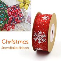 Gereton 20m Snowflake Wired Ribbon Gift Packaging Wrapping Tape Christmas Holiday Decoration