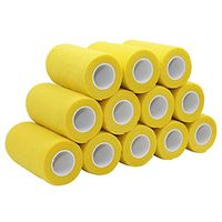 COMOmed Self Adherent Cohesive Bandage Latex FDA Approved 4"x5 Yards First Aid Bandages Stretch Sport Athletic Wrap Vet Tape for Wrist Ankle Sprain and Swelling,Yellow(12 Rolls)