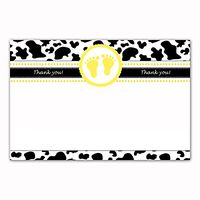 30 Blank Thank You Cards Notes Baby Shower Black Yellow Footprints + 30 White Envelopes