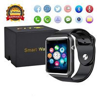 Sport Touch Screen Smartwatch Waterproof Bluetooth Smart Watch Phone with Camera Pedometer Sleep Monitor Music Player for iPhone/iOS/iPhone/Samsung/Android (A1Black)