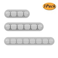 Emoly 3-Pack Cable Holder Clips, Upgraded Desktop Cable Organizer Cord Wire Management for USB Charging Cable/Power Cord/Mouse Cable/Desk PC/Office Home Car (Grey)