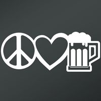 Peace Love Beer Mug Vinyl Decal Sticker | Cars Trucks Vans Walls Laptops Cups | White | 8.5 X 3.4 Inch | KCD1659