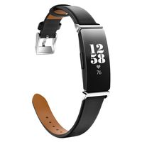 MoKo Watch Band Compatible with Fitbit Inspire/Inspire HR, Premium Genuine Leather Replacement Strap with Connector Fit Fitbit Inspire/Inspire HR Heart Rate + Fitness Wristband - Black