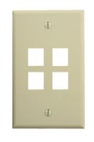 Leviton 40804-BI QuickPort Wallplate, Single Gang, 4-Port, Ivory, Bulk Packaged