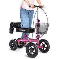 OasisSpace All Terrain Knee Scooter,with 12 inches Air Filled Wheels, Steerable Knee Walker Heavy Duty Crutches for Foot Injuries Ankles Surgery (Pink)
