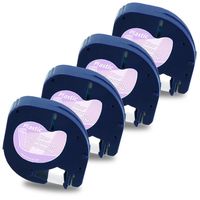 Replace DYMO LetraTag Refills Clear Transparent Labels Tape 16952 S0721530,1/2 Inch x 13 Feet, Black Print on Clear,Labeling Tape Compatible with Dymo Label Makers LetraTag Plus LT100H LT100T QX50, 4P