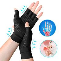 Hezwell Copper Arthritis Gloves, Compression Fingerless Gloves for Arthritis & Hand Pain Relief & Daily Work, Everyday Support for Women & Men (Large)