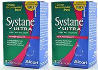 Systane Ultra Lubricant Eye Drops, Preservative-Free Vials for Soothing Relief, 0.7mL- (25 Count) - (Pack of 2)