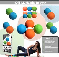ZinFit Premium Lacrosse Massage Balls Set 2 Lacrosse Balls + Peanut Ball Great for Myofascial Release, Trigger Point Therapy, Muscle Knots, and Yoga Therapy Hard - Bundle of 3 (Blue Green Orange)