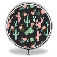 Custom Wanchang Pill Case, Cute Cactus Round Compact 3 Metal Portable Pill Container for Daily Use