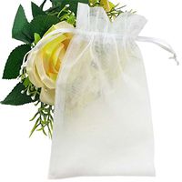 SumDirect 100Pcs 4.3"x6.3" Sheer Drawstring Organza Jewelry Pouches Wedding Party Christmas Favor Gift Bags (White)