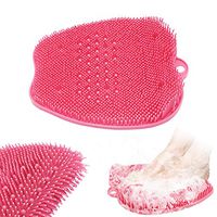 Shower Foot Scrubber Massager Cleaner,Wash Foot Bath Massage Cushion Bathroom Suction Cup Silicone Non-Slip Massage Pad- Improves Foot Circulation & Reduce Foot Pain 10.5x9.5in-Red Bead