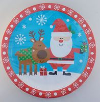 Christmas Santa Reindeer Paper Party Plates and Napkins, Disposable