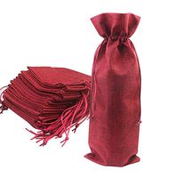 Luckkyme 12 Pack Burlap Wine Bag Wine Bottle Gift Bags Pouches with Drawstring for Wedding Party Favors Christmas Holiday and Wine Tasting Party (wine red)