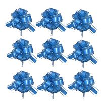 Pull Bows,String Bows,Basket Pull Bows,Organza,Large,9PCS 6'',Wedding Decorations,Christmas Gift Ribbons,MeetRade Gift Wrapping Elegant Basket Wine Bottles Crystal Yarn Festival Pull Bows (Blue)