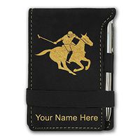 Mini Notepad, Polo Player, Personalized Engraving Included (Black)