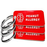 My Identity Doctor - 3 Pre-Engraved Peanut Allergy Plastic Medical Alert ID Keychains, Small 2.25 x .79 Inch