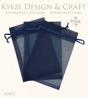 150 Pcs Navy 2x3 Sheer Drawstring Organza Bags Jewelry Pouches Wedding Party Favor Gift Bags Gift Bags Candy Bags [Kyezi Design and Craft]