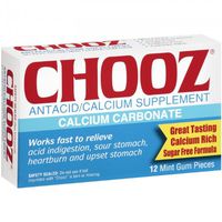 Chooz Antacid Gum Tablets - 12 Mint Gum Pieces