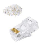 CableCreation Cat6 RJ45 Ends, 100-PACK Cat6 Connector, Cat6a / Cat5e RJ45 Connector, Ethernet Cable Crimp Connectors UTP Network Plug for Solid Wire and Standard Cable, Transparent (Renewed)