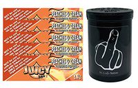 Herb Airtight Container Fresh Kettle with Juicy Jay's Peaches & Cream 1.25 Flavored Hemp Rolling Papers 5 Count DC Crafts Nation- Middle Finger