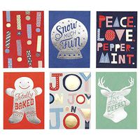 Hallmark Studio Ink Christmas Cards Assortment, Foil Icons (6 Cards, 6 Envelopes Studio Ink Foil Icons) - 1799XXM7016