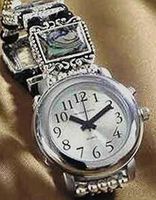 Elegance Collection-Ladies Deluxe Talking Wrist Watch with Abalone Beaded Stretch Band