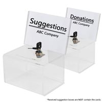 KYODOLED Acrylic Donation Box with Lock,Ballot Box with Sign Holder,Suggestion Box Storage Container for Voting, Raffle Box,Tip Jar 6.1" x 4.3" x 3.8"